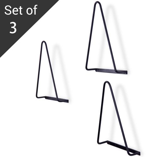 Black Wrought Iron Wall-Mounted Record/Magazine Holders, Set of 3-MyGift