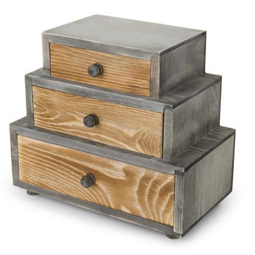 MyGift 3-Drawer Rustic Wood Office Storage Organizer, Gray