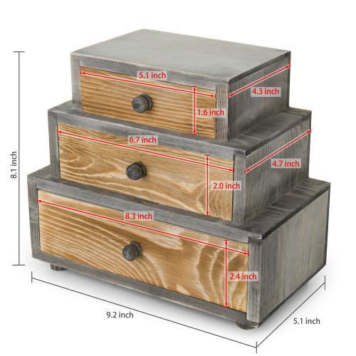 Rustic 3-Drawer Wood Desktop Organizer - MyGift