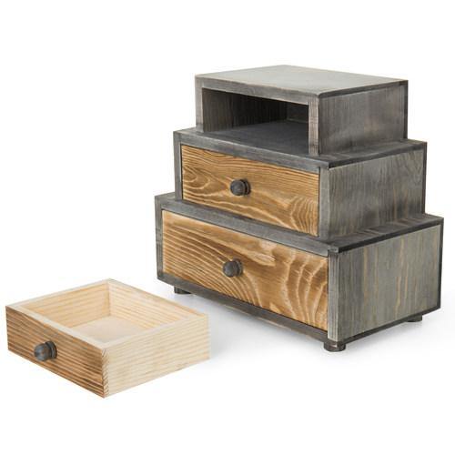 Rustic 3-Drawer Wood Desktop Organizer - MyGift