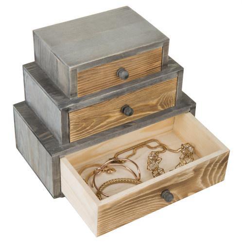 Rustic 3-Drawer Wood Desktop Organizer - MyGift