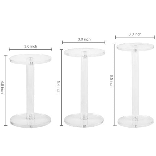 Clear Round Acrylic Display Riser Stands, Set of 3-MyGift