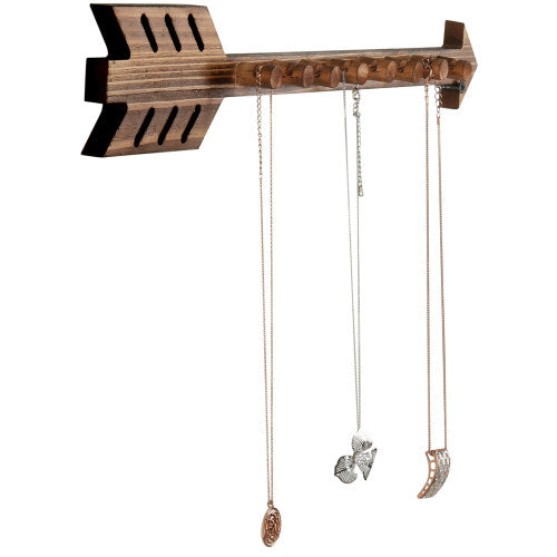 Rustic Wall-Mounted Wood Arrow Necklace Holder-MyGift