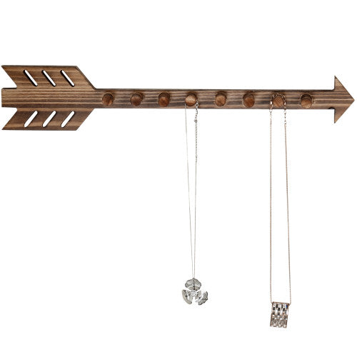 Rustic Wall-Mounted Wood Arrow Necklace Holder-MyGift