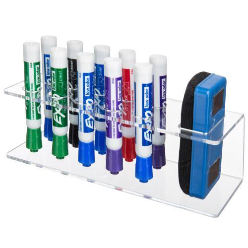Wall-Mounted Clear Acrylic Dry-Erase Marker & Eraser Holders, Set of 2 - MyGift