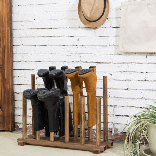 Dark Brown Wood Boot Rack, For 6 Pairs – MyGift