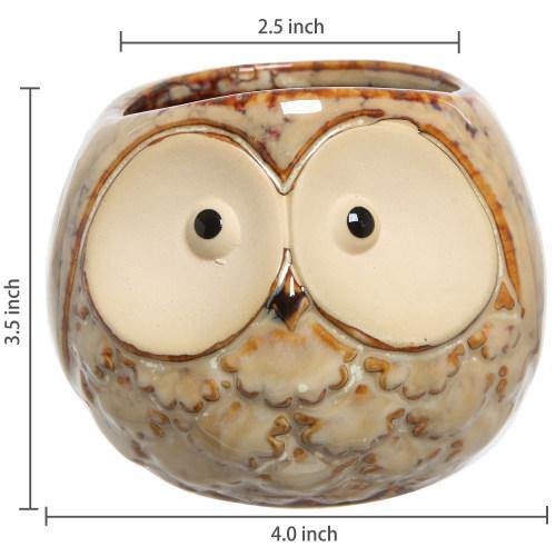 Small Owl Design Ceramic Planters, Set of 2 - MyGift