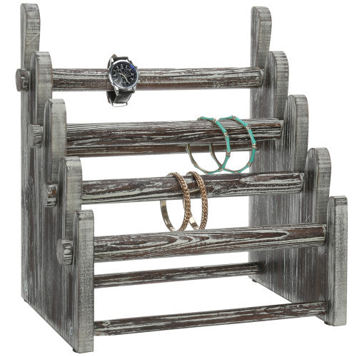 4-Tier Rustic Wood Jewelry Display Rack-MyGift