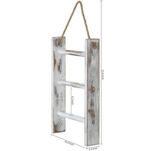 Whitewashed Wood Wall-Hanging Hand Towel Ladder - MyGift