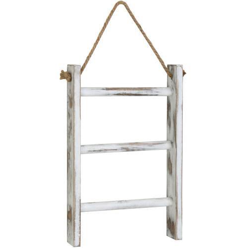 Whitewashed Wood Wall-Hanging Hand Towel Ladder - MyGift