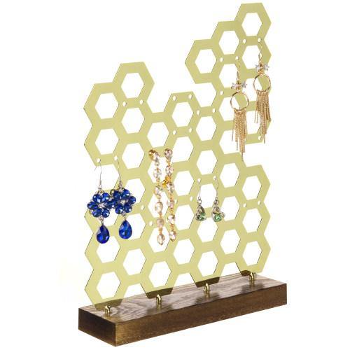 Brass Plated Honeycomb Earring Display - MyGift