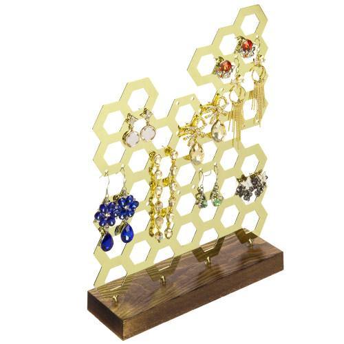 Brass Plated Honeycomb Earring Display - MyGift