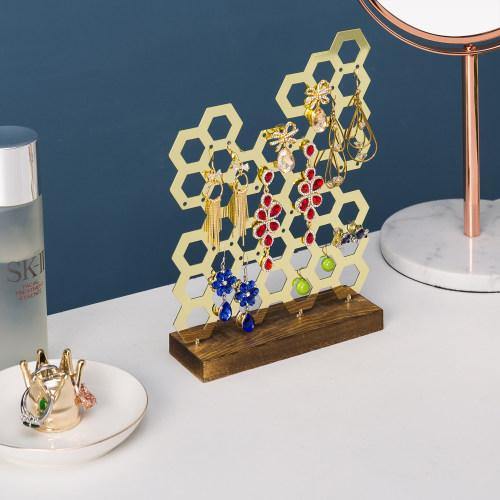 Brass Plated Honeycomb Earring Display - MyGift