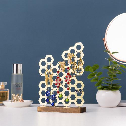 Brass Plated Honeycomb Earring Display - MyGift