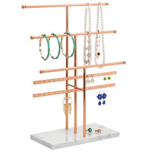 Rose Gold Metal and Marble Tabletop Jewelry Organizer - MyGift