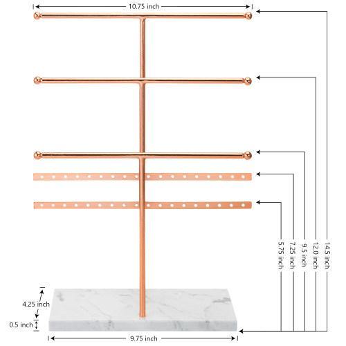 Rose Gold Metal and Marble Tabletop Jewelry Organizer - MyGift
