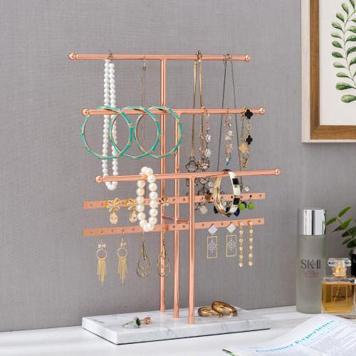 Rose Gold Metal and Marble Tabletop Jewelry Organizer - MyGift