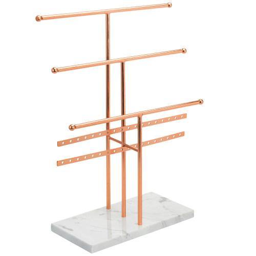 Rose Gold Metal and Marble Tabletop Jewelry Organizer - MyGift