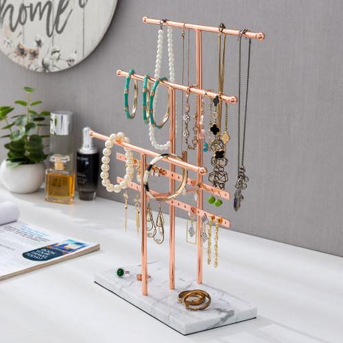 Rose Gold Metal and Marble Tabletop Jewelry Organizer - MyGift