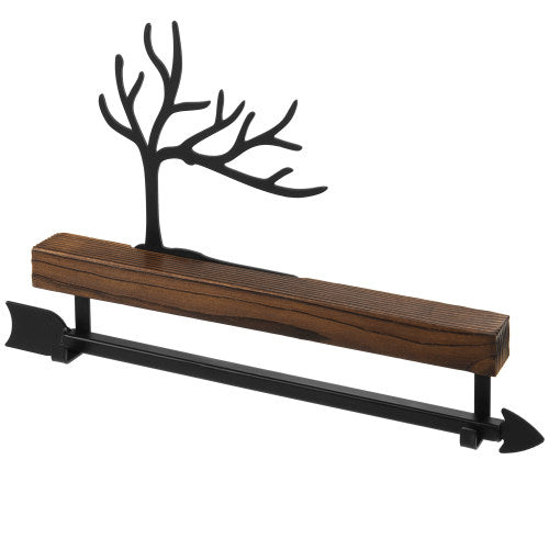 Burnt Wood/Black Metal Tree and Arrow Design Jewelry Rack-MyGift