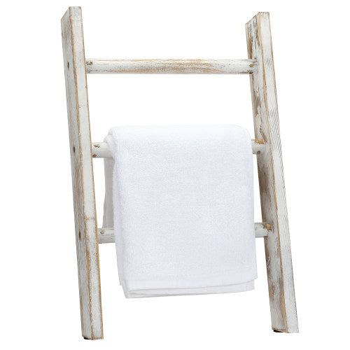 Rustic Whitewashed Wood Countertop Hand Towel Ladder-MyGift