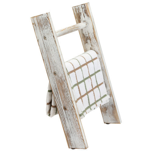 Rustic Whitewashed Wood Countertop Hand Towel Ladder-MyGift