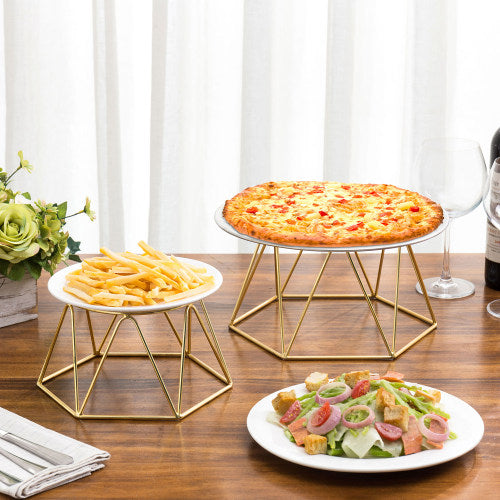 Modern Brass Plated Pizza Riser Stand, Set of 2 – MyGift