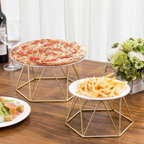 Modern Brass Plated Pizza Riser Stand, Set of 2 – MyGift