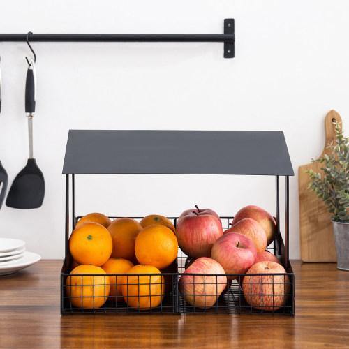 Black Metal Fruit Stand Style Produce Basket - MyGift