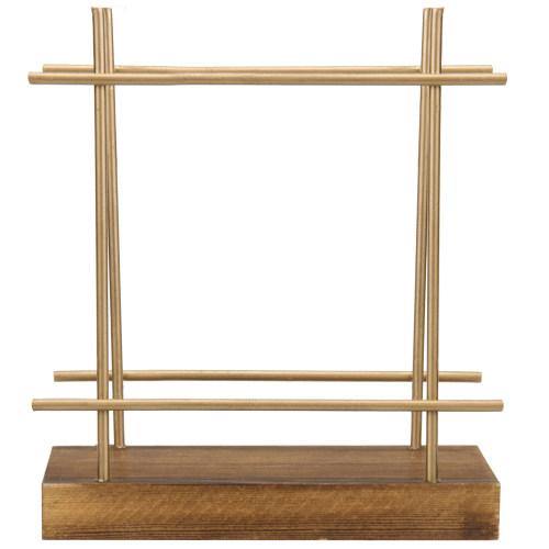 Rustic Dark Brown Wood & Brass Metal Napkin Holder - Thumbnail 3