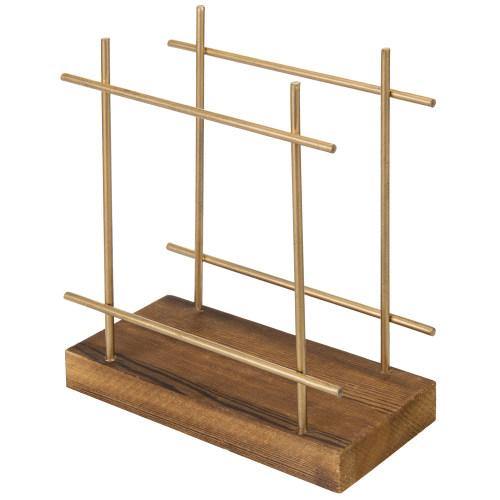 Rustic Dark Brown Wood & Brass Metal Napkin Holder - Thumbnail 4