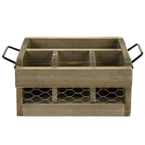 Reclaimed Style Wood and Chicken Wire Utensil Holder - MyGift