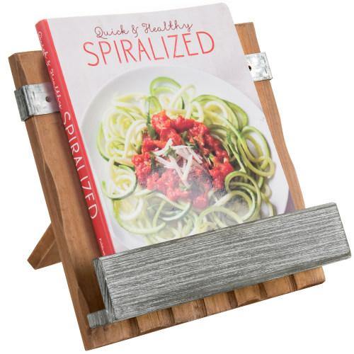 Rustic Burnt Wood and Galvanized Metal Cookbook Stand - MyGift