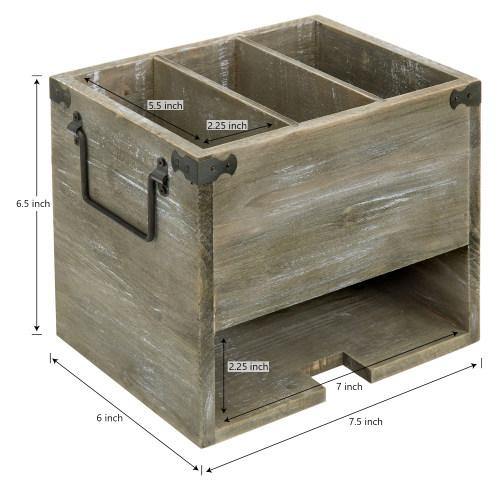 Rustic Distressed Barnwood Utensil & Napkin Caddy - MyGift