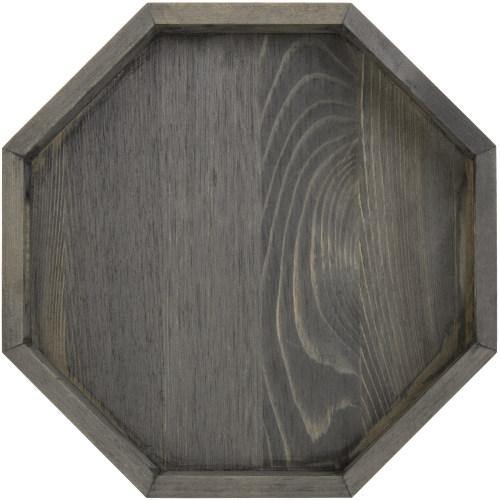Vintage Gray Solid Wood Octagon Tray - MyGift