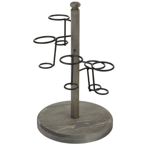 Gray Wood & Black Metal Wire Ice Cream or Food Paper Cone Holder-MyGift