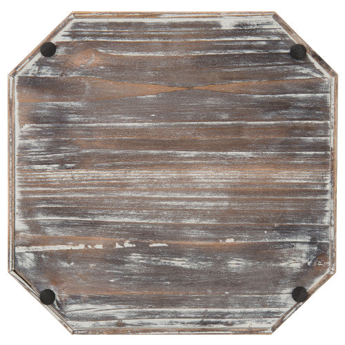 Octagonal Rustic Torched Wood Serving Tray-MyGift