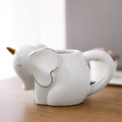 Magical White Elephant Unicorn Ceramic Mug-MyGift