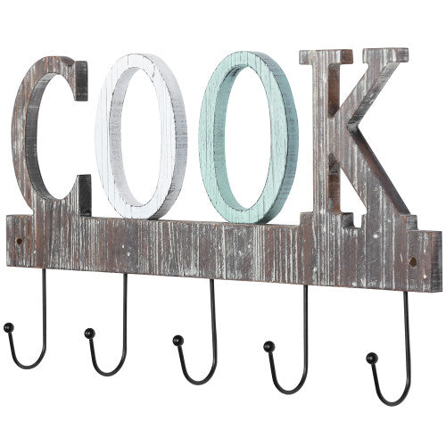 Rustic Torched Wood Rack with Cutout COOK Letters-MyGift