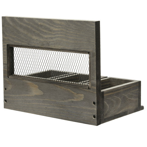 Gray Wood & Chicken Wire Spice Rack w/ Drawer Style Design & Chalkboard-MyGift