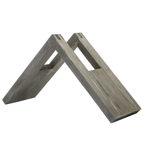 Gray Solid Wood Angled Design Napkin Holder-MyGift