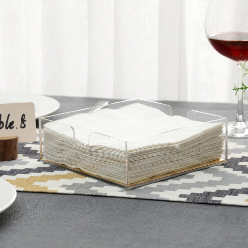 Premium Clear Acrylic Napkin Holder w/ Brass Tone Base-MyGift