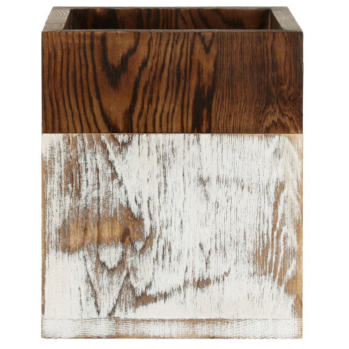 Shabby-Chic Whitewashed & Burnt Wood Kitchen Utensil Holder-MyGift