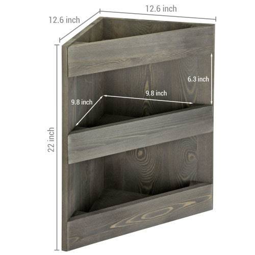 Vintage Gray Wood Corner Fruit Bowl & Organizer Rack-MyGift