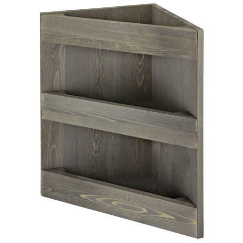 Vintage Gray Wood Corner Fruit Bowl & Organizer Rack-MyGift