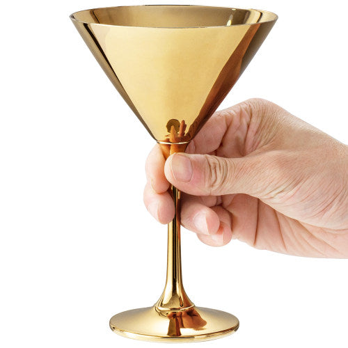 Martini Glasses, Metallic Gold Tone Cocktail Glass 8-Ounces, Set of 2