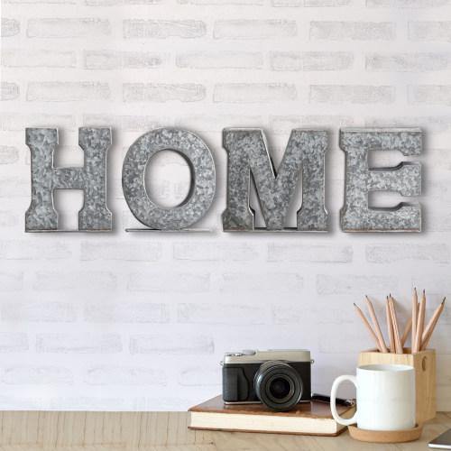 Galvanized Silver Metal Cutout Letters Sign HOME - MyGift