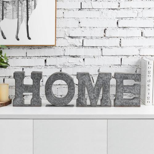 Galvanized Silver Metal Cutout Letters Sign HOME - MyGift