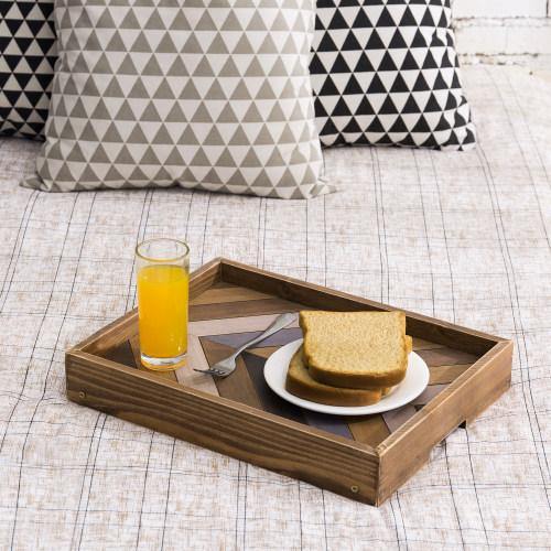 Multicolored Chevron Design Wood Tray with Foldable Legs - MyGift