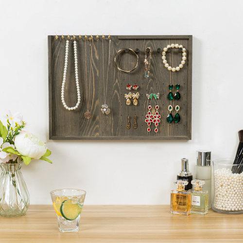 Vintage Gray Wood Jewelry Wall Organizer - MyGift